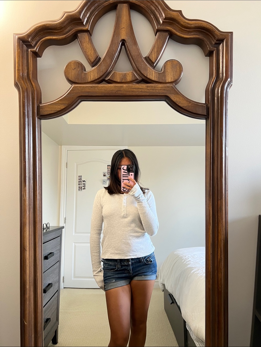 Harlow Ivory Henley Crewneck Long-Sleeve Sweater